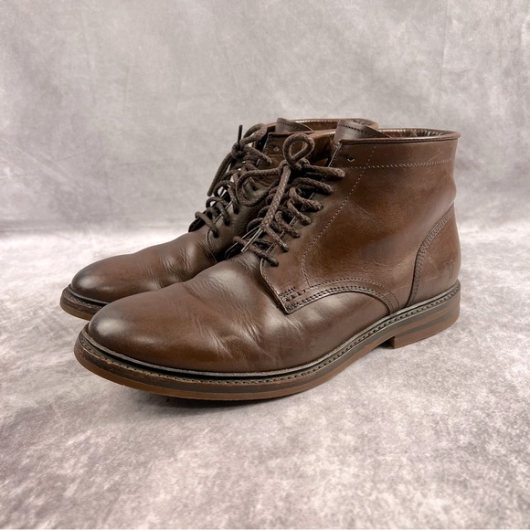 Frye Tyler 4001 Boots Mens Size 10 Brown Leather Ankle Lace Up Round Toe - Picture 1 of 13
